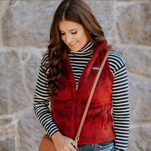 Patagonia Dark Red Los Gatos Fuzzy Vest Sz.L